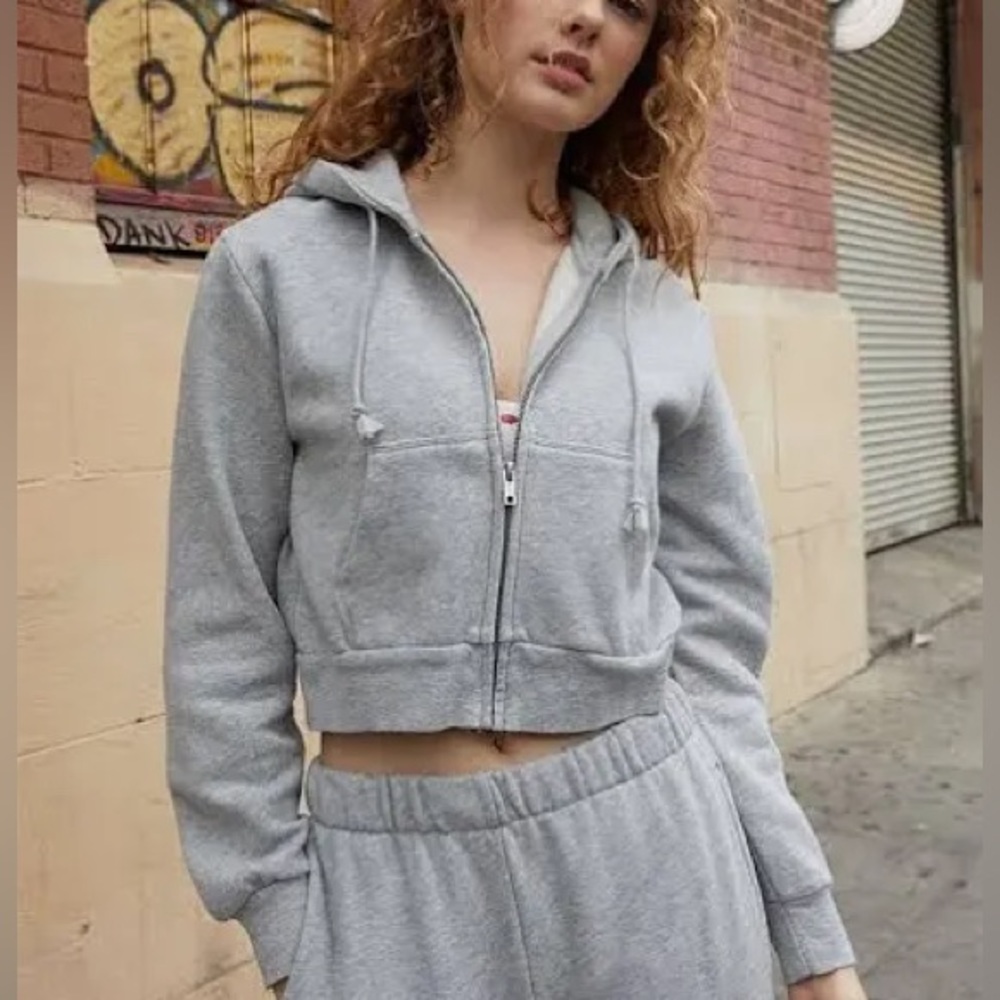 Brandy Cropped Grey Hoodie